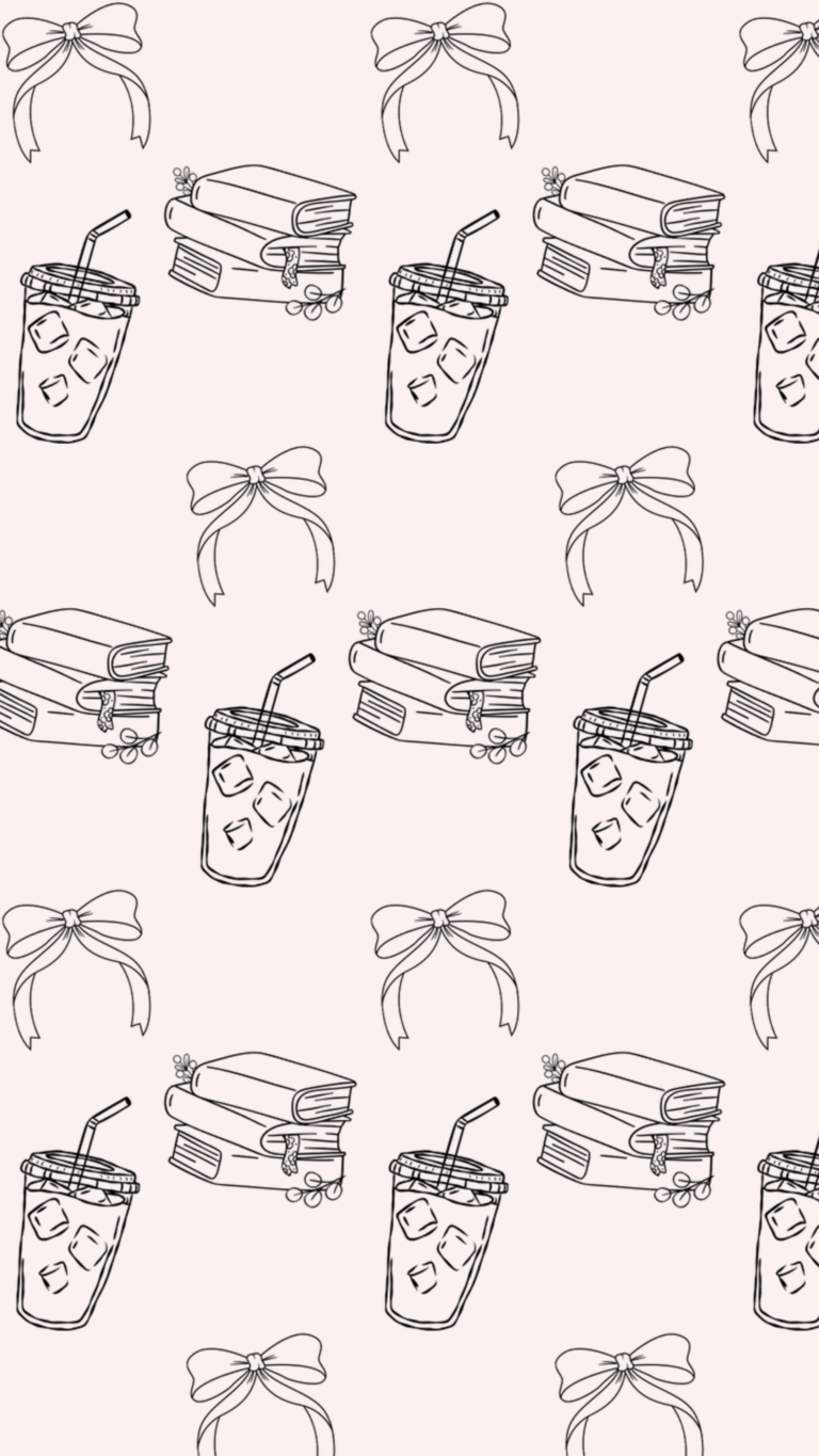 Free Bookish Phone Wallpaper: Iced Coffee & Chapters