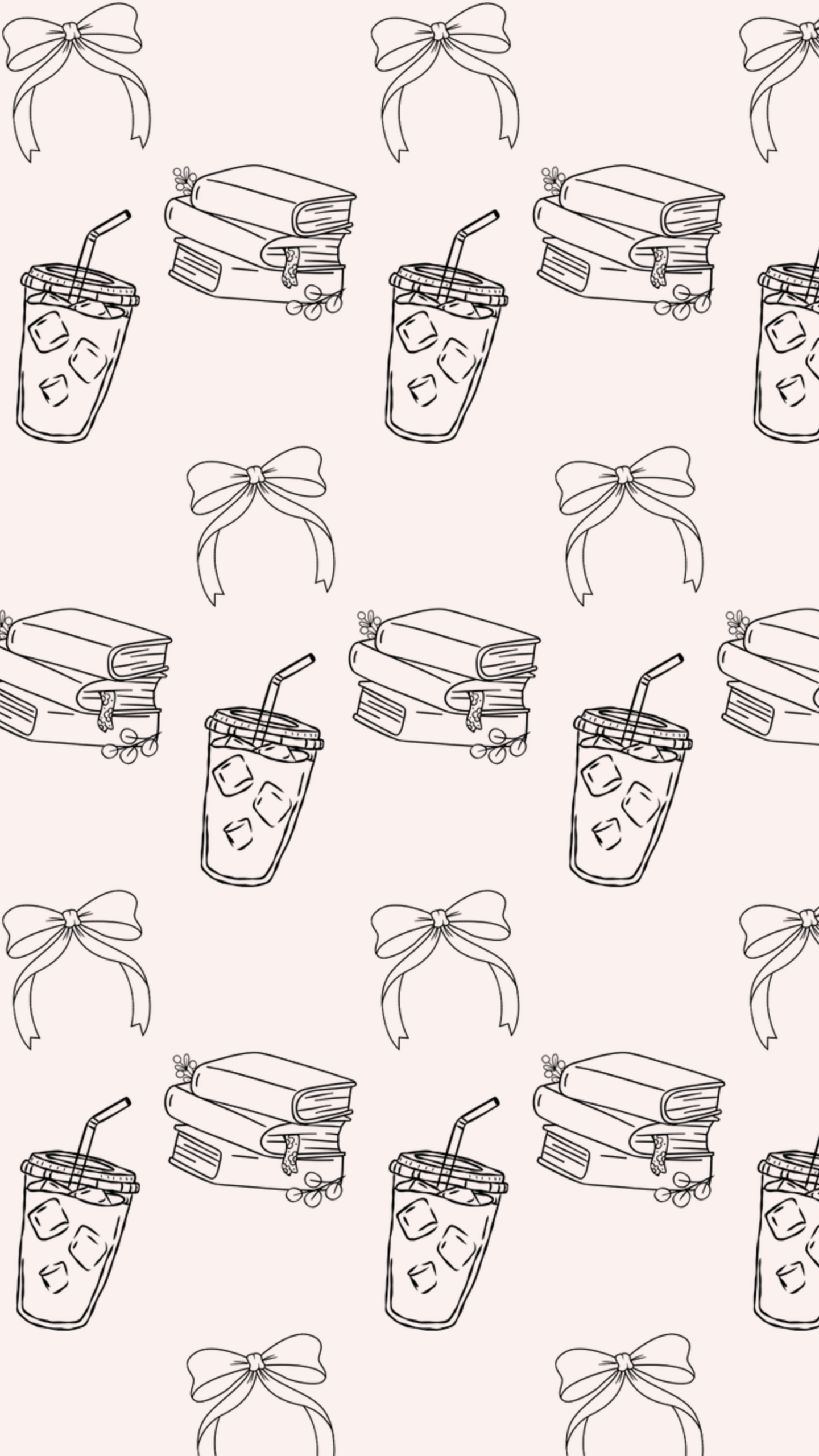 Free Bookish Phone Wallpaper: Iced Coffee & Chapters